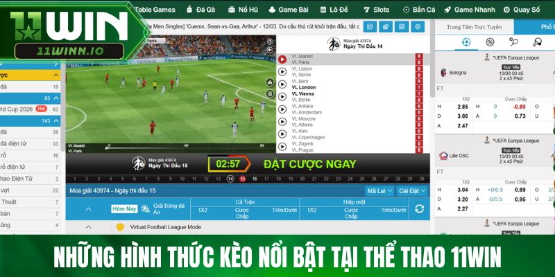 Những hình thức kèo nổi bật tại thể thao 11WIN